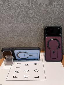 豪華磁吸支架相機保護手機殼，相容 iPhone 17 Pro Max 17 Pro 17 16 Pro Max 16 Pro 16 15 Pro Max 15 Pro 15 14 Pro Max 14 Pro 14 13 Pro Max 13 Pro 13 12 Pro Max 12 Pro 12 11，支援無線充電防震後蓋 - 櫻桃紅色 - 查看 5