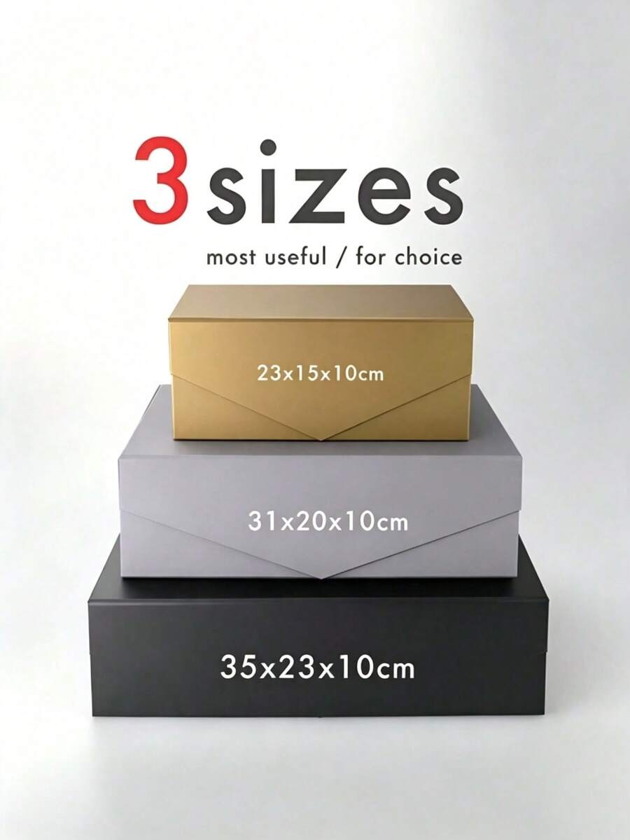 3 Sizes 7 Colors Premium Gift Box Set With Lid, Blank Luxury Packaging Boxes, Suitable For Wedding, Bridesmaid, Birthday, Christmas, Graduation Party Gifts - Multicolor - View 1