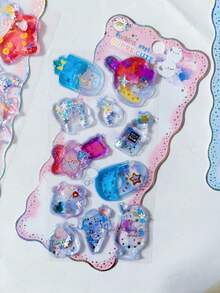 Children's Cartoon Glowing Gem Dynamic Oil-Filled Stickers Shiny Shaking Water-Filled Stickers Glitter Handmade Set - Multicolor - View 17