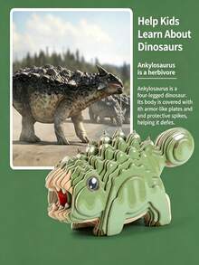 1pc Children's 3D Dinosaur Puzzle Toy, No Glue Needed With Self-Adhesive Stickers, Easy Assembly Without Cutting, Create Realistic Dinosaur 3D Model! Suitable For Boys And Girls Aged 3+, Parent-Child Interactive Educational Toy, Develops Children's Focus, Hands-On Ability And Dinosaur Knowledge. - Multicolor - View 5