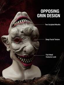 Halloween Horror Mask, Creepy Double-Sided Monster Full Head Costume Mask, Adult Size, Haunted House Party Role Play Horror Outfit Accessory - Multiple Styles - View 8