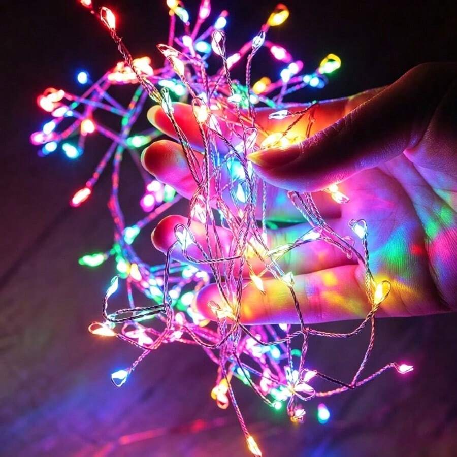 USB Powered Multi-Color Firecracker LED String Lights, Full Cluster Design With Bright LED Beads, 8 Adjustable Lighting Modes, Suitable For Windows, Bedrooms, Wedding Backgrounds, Parties And Holiday Home Decor, Creating A Dynamic Festive Atmosphere