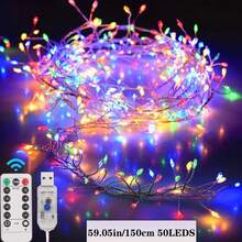 USB Powered Multi-Color Firecracker LED String Lights, Full Cluster Design With Bright LED Beads, 8 Adjustable Lighting Modes, Suitable For Windows, Bedrooms, Wedding Backgrounds, Parties And Holiday Home Decor, Creating A Dynamic Festive Atmosphere - USB Firecracker Light - View 3