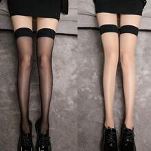 1/2/3 Pairs Women's Ultra-Thin Transparent Over-The-Knee Stockings, Disposable, Top Patchwork Design, Fashionable Women's Hosiery - Multicolor - View 11