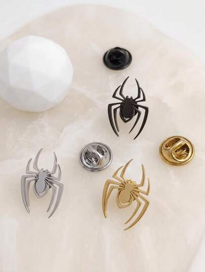 suteyi Gothic Spider Metal Lapel Brooch, Cool Animal Spider Brooch, Halloween Cosplay Costume Accessory, Suitable For Suit, Shirt, Jacket, Men's Gift
