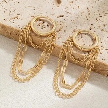 1 Pair Exquisite Stainless Steel Chain Earrings, Suitable For Women And Girls, Fashionable Daily Wear, Perfect Gift For Her - Tassel Earrings - View 2