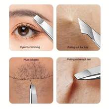 4-Piece Eyebrow Tweezers Set, Stainless Steel, Professional Beauty Tool Set For Fine Hair Removal And Facial Hair Trimming - View 3