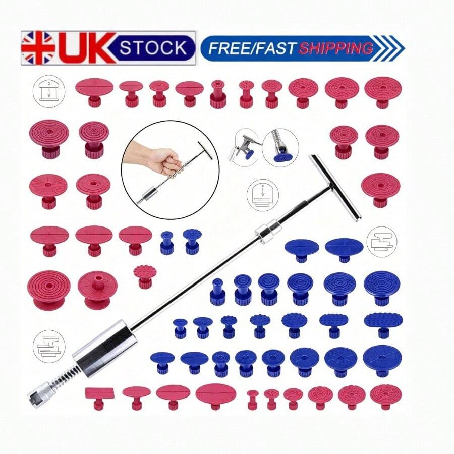 Tapsin 34PCS PDR Tool Car Body Paintless Auto Dent Removal Repair Puller Lifter Gun Tab With T Slide Hammer,Universal Portable Car Tools For Most Cars SUVs UK - A - View 1