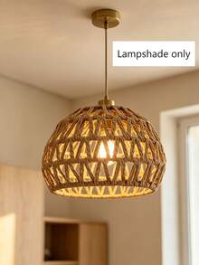 1pc Hand-Woven Paper Rope Lampshade - Bohemian Style, Vintage Country Style, Suitable For E26/E27 Screw Base, Easy To Install. Suitable For Autumn Home Decor, Bedroom Decor, Living Room Decor, Home Lighting, Bedroom LED Light, Ceiling Light Shade, Floor Lamp Shade, Table Lamp Shade, / Christmas Home Decor, Halloween Decor, Cafe And Restaurant Lighting. (Note: Light Bulb And Cord Not Included, This Set Only Includes The Lampshade.) - Semicircle - View 7
