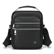 1pc Men's Vintage PU Crossbody Bag, Multi-Compartment Large Capacity Handbag, Business Commute Shopping One Shoulder Small Backpack - Crossbody Bag - View 12