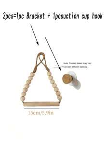 2pcs/1est Boho Wooden Bead Paper Towel Holder, Wall‑Mount No‑Drill Tissue Roll Rack, Farmhouse Hanging Towel Organizer, Halloween Christmas Back‑To‑School Essential For Bathroom Kitchen Decor - Multicolor - View 12