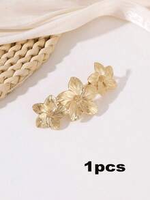 1pc Women's Floral Metal Spring Clip, Princess Style Barrette Hair Accessory, Daily & Holiday Gift,Hair Claws,Clips For Hair - Gold - View 5