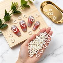 100/200/300pcs Heart-Shaped Pearl Table Scatter Decor, Plastic Faux Pearl Wedding Table Decoration, DIY Nail Art Decoration, Suitable For Wedding Party Cake, Size: 0.47 Inch - Multicolor - View 3