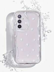 1件白色愛心造型可愛卡通簡約歐美風時尚手機殼，透明3D波浪全包防震，適用於/Spark/Smart/Pop/ - 白色 - 查看 6