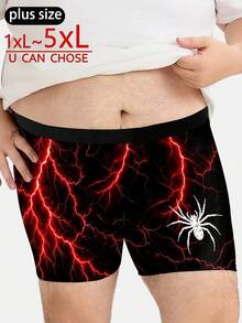 3-Pack Men's Fun Shorts, Lightning Crack Distressed Spider Print Underwear, Loose Casual Men's Plus-Size Boxer Briefs - Multicolor - View 2