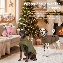 Dog Warm Winter Jacket, Windproof Pet Jacket (With Leash Hole) | Winter Jacket, Thick & Warm, Waterproof Dog Coat With Reflective Strip, Suitable For Cold Weather - Green - View 8
