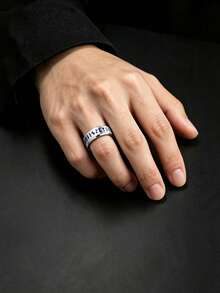 6pcs 8mm Silvery Vintage Viking Rune Stainless Steel Men's Rings, Unisex Jewelry Accessories, Special Couple Rings, Jewelry Suitable For Daily Parties - Silver - View 5