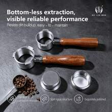 1 buah Gagang Portafilter Espresso Tanpa Dasar / Alat Barista Rumahan / Baja Tahan Karat 304 / Diameter Dalam 51mm / Filter Kepadatan Tinggi / Dapat Dilepas / Kompatibel Dengan Mesin Kopi De'Longhi, Model Spesifik Lihat Gambar Detail - Perak - View 2