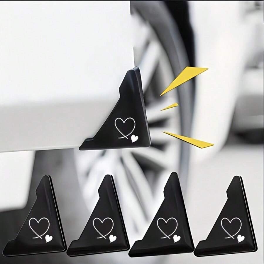 4pcs Heart-Themed Car Door Edge Guards With Self-Adhesive Backing, Anti-Scratch And Anti-Collision Protection For Right Angles, Easy Installation, Suitable For Sedans, Trucks And SUVs - A - View 1