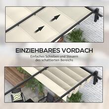 Pavillon 3 X 3 Pergola Winddicht, Terrassenüberdachung Mit Verstellbarem Dach, Für Garten & Terrasse, Cremefarben On-Site - Cream White + Aluminum - View 5