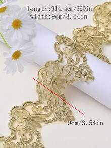 New Multicolor Lace Embroidery Bone Lace Tulle Fabric With Handmade Beaded Sequin Decor For Garments, Bridal Dresses, Accessory Supplies Material, Length: 91.4cm, Width: 12.5cm - Multicolor - View 33