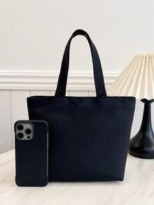 Student Portable Insulated Lunch Bag, Thickened Cute Fruit Lunch Bag, Pure Black Pattern - Black - View 3