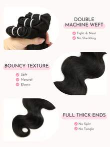 WOWANGEL 10A Brazilian Remy Hair Bundles, Raw Unprocessed Human Hair, Big Wavy Weft Hair, Thick Remy Virgin Hair Extensions, Natural Color, 30 Inch Human Hair Bundles - Natural & Black - View 5