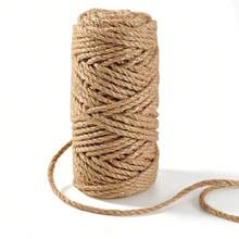 5 Mm Natural Jute Rope, 115 FT Thick Twine String, Heavy Duty Jute Cord For Christmas Decorations, Halloween Crafts, Gift Wrapping, Gardening, Cat Trees, Wedding Decor, Packing And Bundling - 1pc - View 1