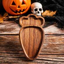 1pc Pumpkin Shaped Wooden Tray, Halloween Harvest Festival Table Decor, Kitchen Dining Room Bedroom Multi-Functional Serving Plate, Kitchen Accessory, Ideal Gift For Wedding Camping Outdoor Party - View 12