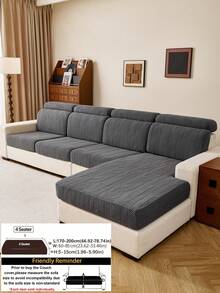 1PC Herringbone Textured Stretch Sofa Seat Cover,Soft Skin-Friendly Easy Clean Scratch Resistant Couch Cushion Protector, Machine Washable All-Season Pet Friendly Sofa Slipcover For 1/2/3 Seater & L-Shaped Corner Sofa - Dark Grey - View 13