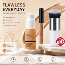 Julystar 3‑Piece Base Makeup Set, Liquid Foundation & Concealer With Free Makeup Brush, Soft Matte Long‑Wear 16H Oil Control, Lightweight Breathable, Full Coverage For Natural Flawless Daily Face Makeup - Set - View 6