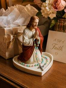 Jesus Holy Father Rosary Stand, Rosary Holder, Catholic Home Decor, Elegant Virgin Mary Prayer Rosary Box, Religious Gift, Catholic Gift, Suitable For Bedroom, Living Room, Office Desk Decoration - Multicolor - View 9