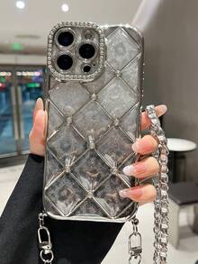 1 buah Casing Ponsel Kulit Rantai Berlian Imitasi Berlapis Elektrolit Motif Leopard Berkilau Payet Lembut Kompatibel Dengan iPhone 17/16/11/11 Pro/11 Pro Max/12/Phone 12 Pro/11 Pro Max/12/12 Pro/12 Pro Max/13/13 Pro/13 Pro Max/14/14 Pro/16 Plus/14 Pro Max/15/15 Pro/15 Plus/15 Pro Max/Penutup Pelindung - Casing ponsel dan tali gantungan berwarna perak - View 35