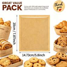 100pcs/Set   Baking Packaging Bags With Window And Flip Seal, Oil-Proof  Paper Treat Bags For Christmas, Birthday, Bakery Business, Perfect For, Donuts, Brownies, Bakery Cafe Gift Display Storage - View 4