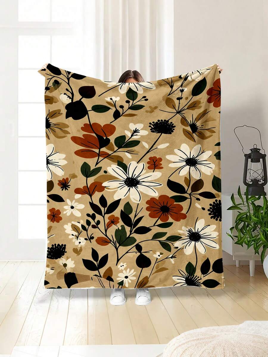 Soft & Comfortable Exquisite Printed Cute Animal Blanket, 2D Flat Print Pattern Multi-Purpose Blanket For Sofa, Bed And More, Outdoor Camping Leisure Blanket, Suitable For Home, Picnic, Travel, All Seasons Comfort, Modern Style, Polyester, Machine Washable - Multicolor - View 1