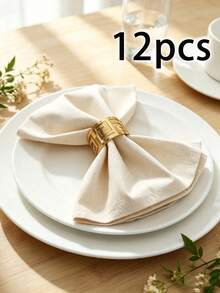2/6/12PCS Solid Color Minimalist Rustic Farmhouse Style Reusable Washable Napkins, Suitable For Restaurant, Kitchen, Wedding, Bridal Shower, Party And Other Occasions Table Decoration - Beige - View 8