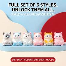 DAFENNI 1pc Random Cute Cat Squishy Toy, Collectible Blind Box Squeeze Toy, 6 Styles Available, Stress Relief Fingertip Toy, Anti-Anxiety Desktop Decompression Toy Gift - Multicolor - View 3