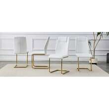 4-Piece Dining Chair Set / Minimalist Style Dining Chair / 120 Kg Load Capacity / Ergonomic / Easy Assembly / Non-Slip Rubber Feet / Suitable For Restaurant, Apartment / White + Gold - 白色+金色 - 查看 1