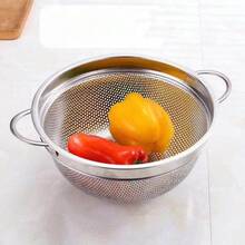 Stainless Steel Double-Ear U-Shaped Multipurpose Basket; Rustproof And Easy To Clean; Kitchen Storage; Fruit And Vegetable Draining; Tableware Placement; Bathroom Storage; Clutter Organization; Dining Table Storage; Universal For Multiple Scenes. - 21cm - View 3