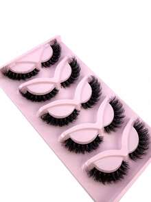 1 Pair Cross Style Voluminous Curly Faux Cat Eye 3D Mink Lashes Winged Natural Realistic Messy Outer Corner Long Thick Soft False Eyelashes - Black - View 7