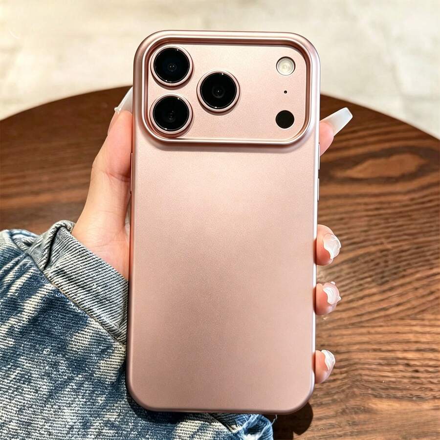 Casing PC Keras Matte Mewah Kompatibel dengan iPhone 18 Pro Max 17 16 15 14 13 Mini 12 11 Plus Ultra Tipis Pelindung Belakang Padat - Rose Gold - View 1