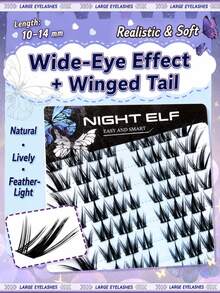 WANPIN WAN PIN Dark Elf 10 Rows 80 Clusters False Eyelashes, Natural Lightweight Cluster Lashes, Easy To Wear, Suitable For Beginners, Comfortable Segmented Eyelashes - C - View 5