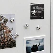 5/10 Pcs Silver Star Refrigerator Magnets, Acoustic Panel Magnetic Stickers, Kitchen Fridge Decor, Refrigerator Door Decoration, Photo Holder, Holiday Gift - A - View 10
