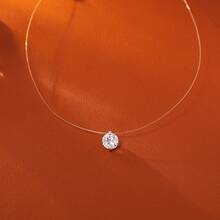 1pc High-End Invisible Fishing Line Fashion Collarbone Chain Minimalist Luxury Necklace - Silver - View 3