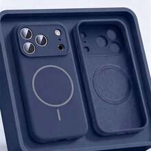 1PC Liquid Silicone Phone Case Compatible With Iphone 17 Pro Max, Compatible With IPhone 16, 15, 14, 13, 12, Magnetic Charging, Ultra-Thin, Minimalist Solid Color, High-Quality Soft Cover With Full Lens Protection, Premium Protective Case - Royal Blue - View 10