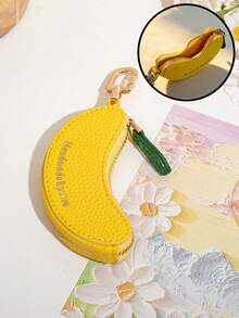 CHARM INFINITE Cute Small Banana Shaped Mini Coin Purse Keychain, Portable Lightweight Coin Storage Bag, Cartoon Fruit Accessory Suitable For Women And Girls, Mini Wallet Small Wallet Daily Travel Casual Essential Cute Storage Bag - Yellow - View 7