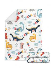 1pc Customized Name Blanket, Personalized Bed Throw, Customizable Name Print, Personalized Throw Blanket, Cute Animal Pattern Blanket, Comfortable Blanket, Home Gift, Birthday Gift, Christmas Gift, Personalized Gift, Gift For Son/Daughter, Gift For Friend - Style 10 - View 5