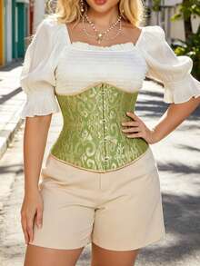 Women's Plus Size Classic Court Style Jacquard Tummy Control Waist Cincher Corset Waist Belt Halloween Costume Cosplay - Multicolor - View 6