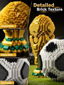 FIFA World Cup Trophy & Football Mini Building Blocks Set, 688/557pcs DIY Assembly Model, Desktop Decor Collectible Gift, Suitable For Football Fans - Multicolor - View 5