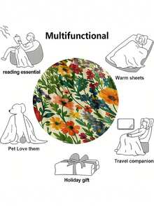 Soft & Comfortable Exquisite Printed Cute Animal Blanket, 2D Flat Print Pattern Multi-Purpose Blanket For Sofa, Bed, Outdoor Camping, Leisure, Home, Picnic, Travel, All Seasons, Modern Style, Polyester, Machine Washable - Multicolor - View 6